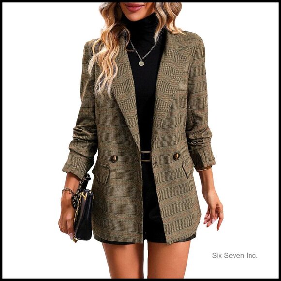 Jackets & Blazers - Polyester Blend Blazer with Pockets, Fully Lined, Notch Lapel